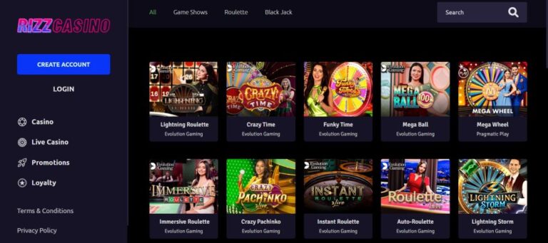 Rizz Casino - Inscrivez-vous maintenant et jouez à plus de 6500 jeux